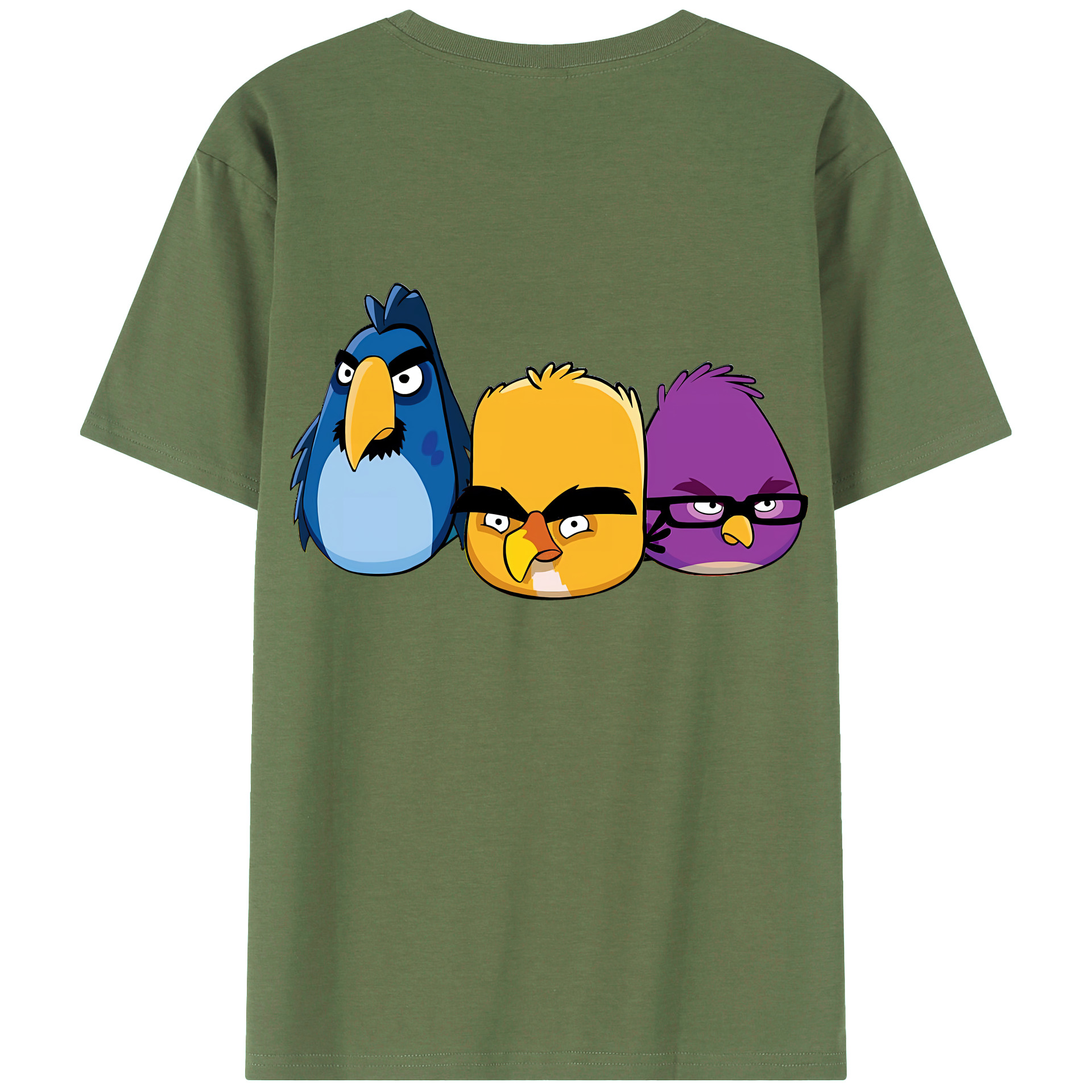 （画像用） Angry Birds アングリーバード 綿100％ メンズ半袖Tシャツ（バックプリント） 通気性